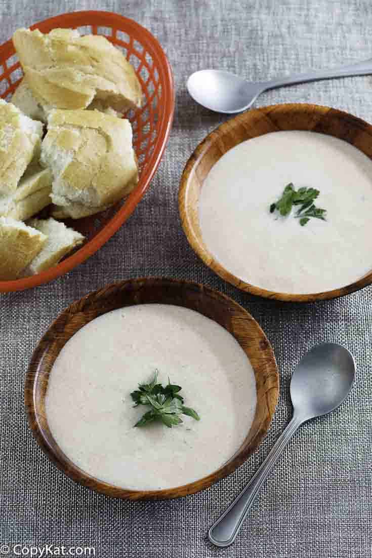 two bowls of tomato soup that is homemade