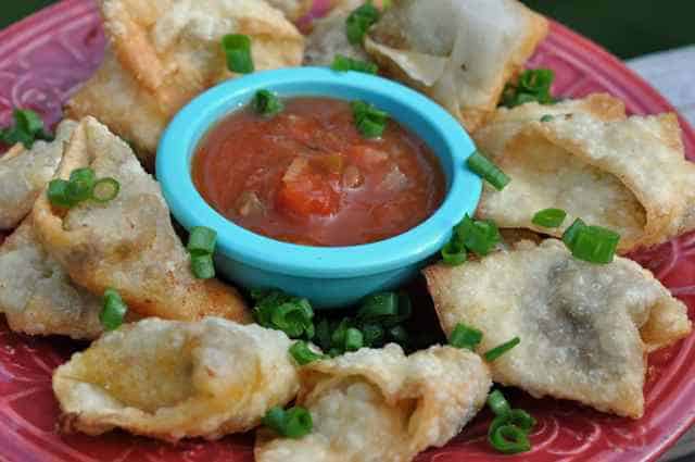taco wontons on a plate