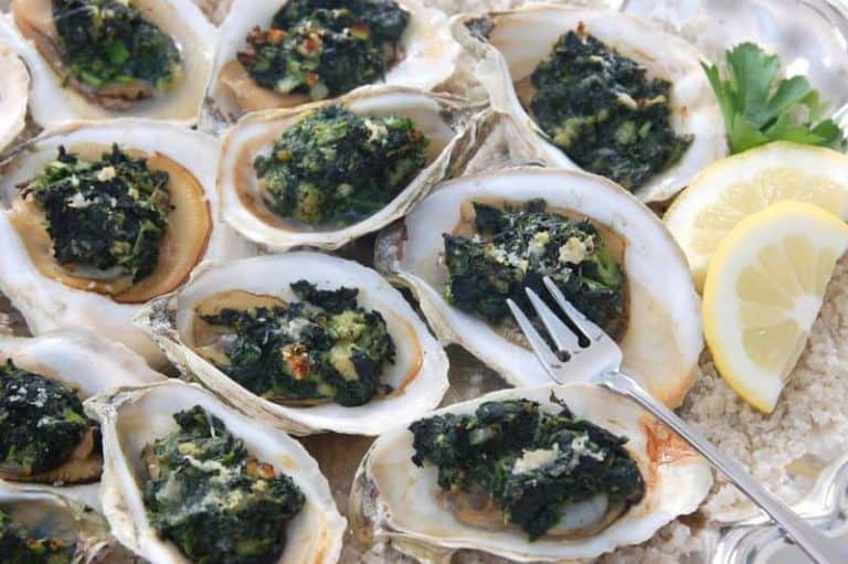 oysters prepared rockefeller style.