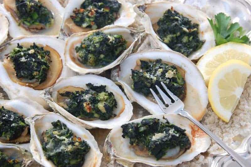 oysters prepared rockefeller style