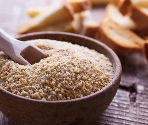 Homemade breadcrumbs in a bowl