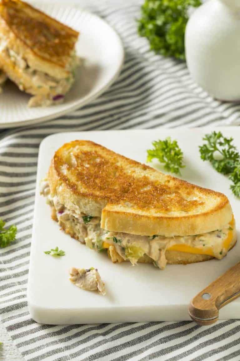 a grilled cheese sandwich with tuna salad