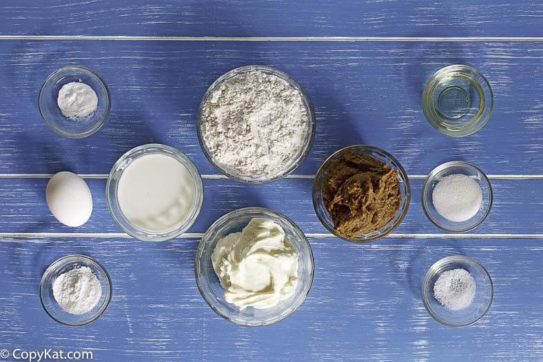 Ingredients for the IHOP Cinn-a-Stack pancakes.