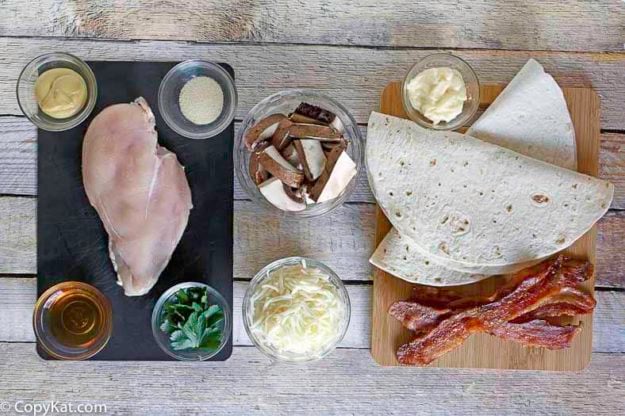 Ingredients for the Outback Steakhouse Alice Springs Chicken Quesadilla.
