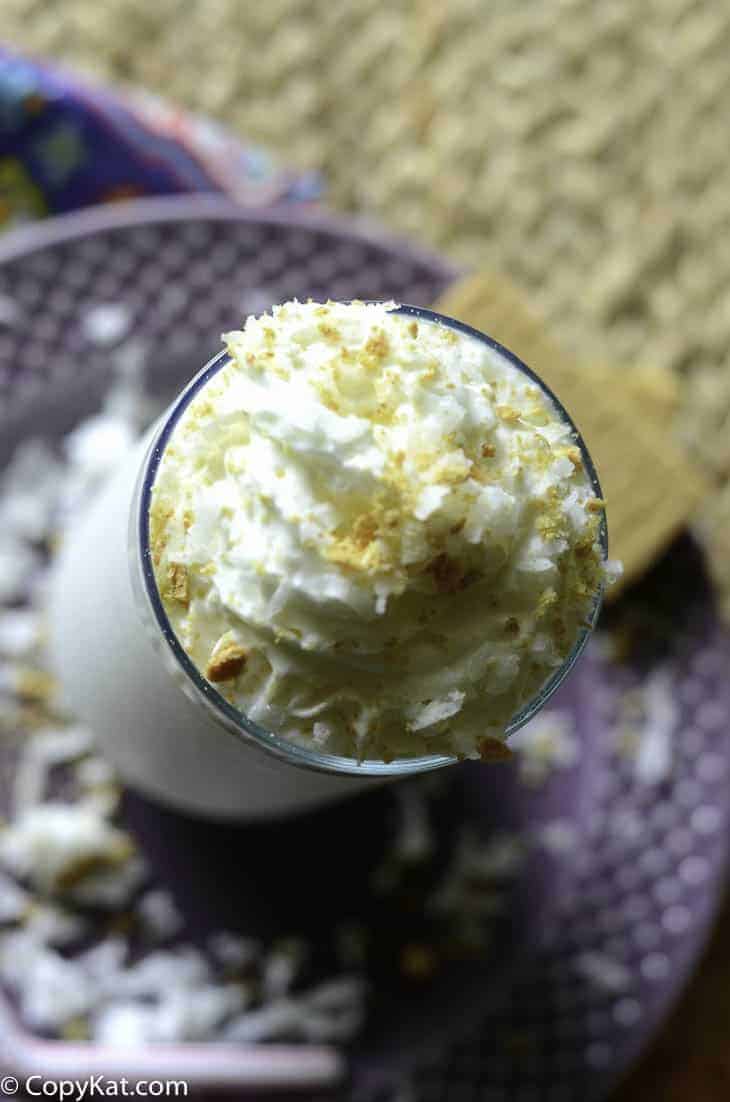 top of a coconut cream pie milkshake
