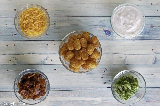 Ingredients needed for James Coney Island loaded tater tots.