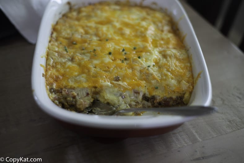 This ground beef Mexican casserole is filled with flavorful beef and lots of cheese. It's like a giant enchilada!