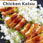 a plate of chicken katsu and rice