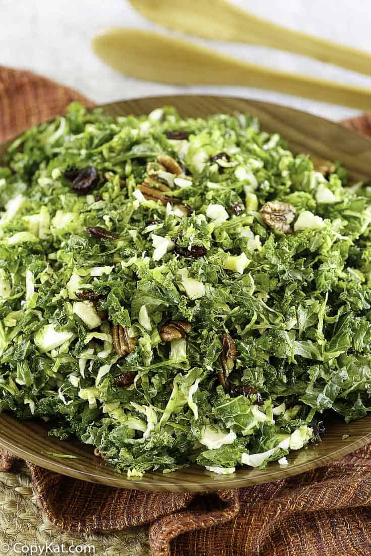kale and brussels sprout salad with pecans and more