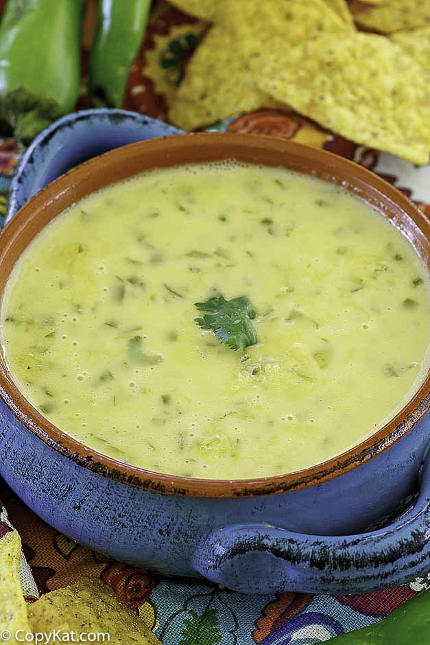 Queso with cheese, chilies, celery, and onions