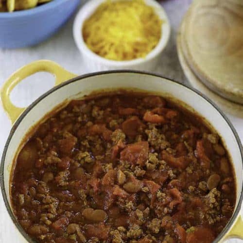 a pot of hoosier chili