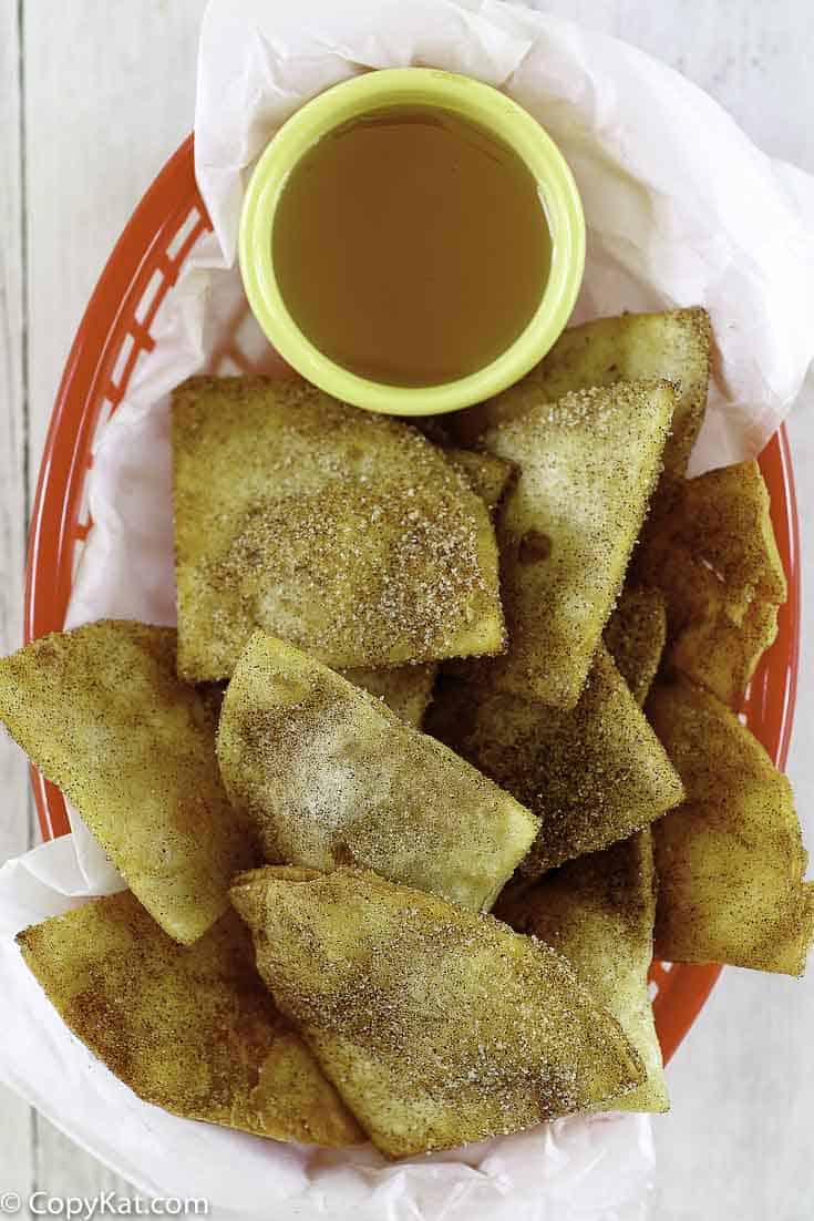 homemade taco bell crispitos and honey in a basket