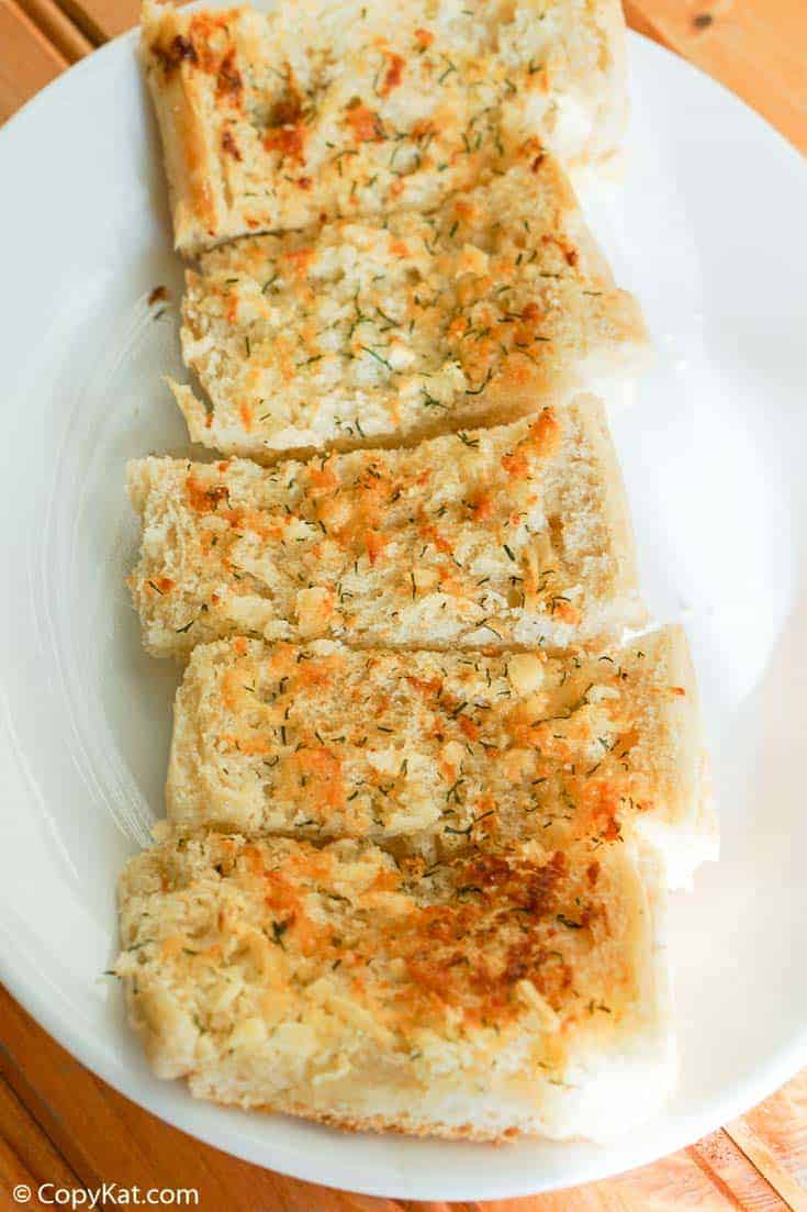 slices of garlic bread on a plate