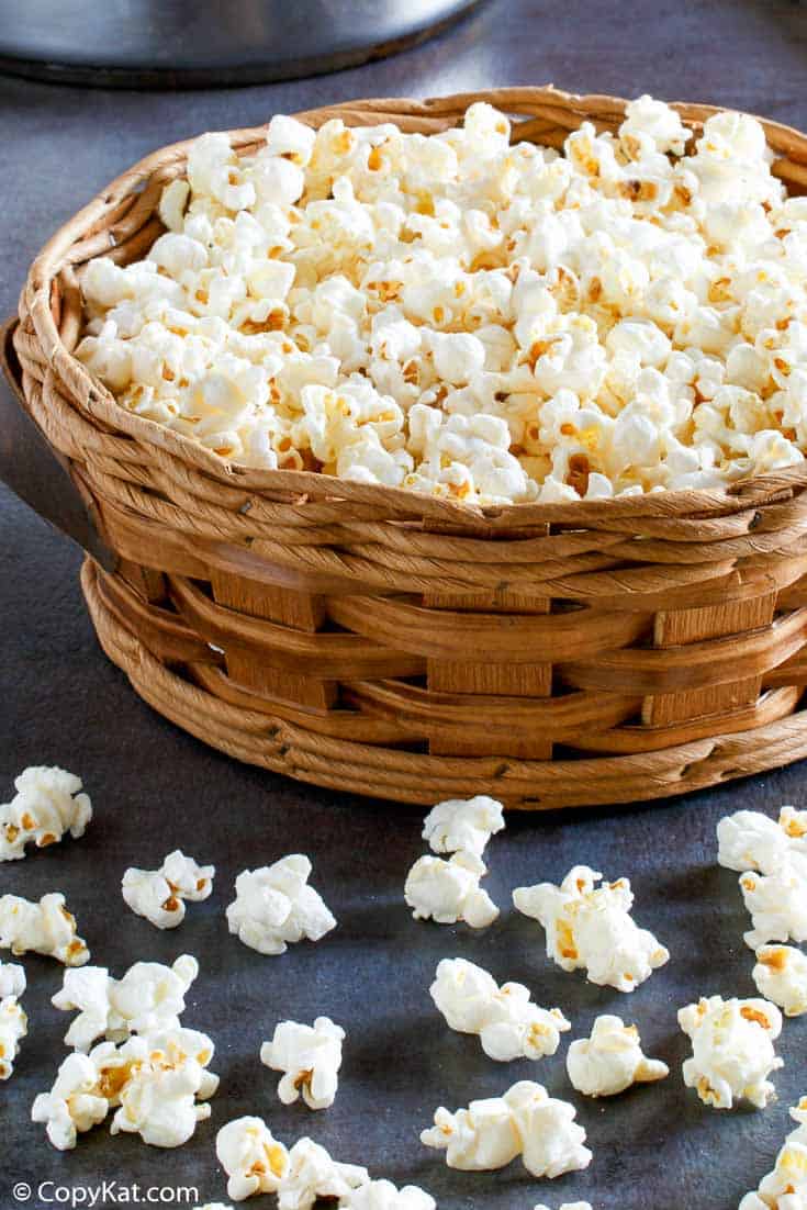 basket of homemade kettle corn