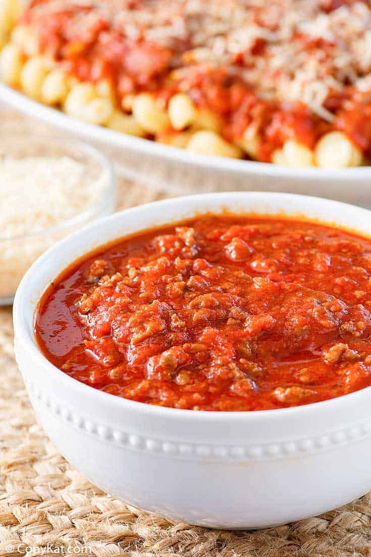 a bowl of three meat sauce