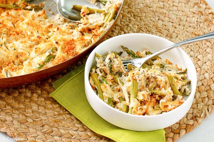 a bowl of Swiss asparagus casserole