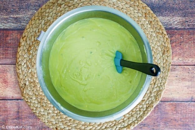 chocolate pistachio bundt cake batter