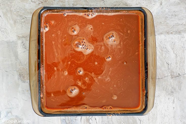 chocolate pudding cake before being baked