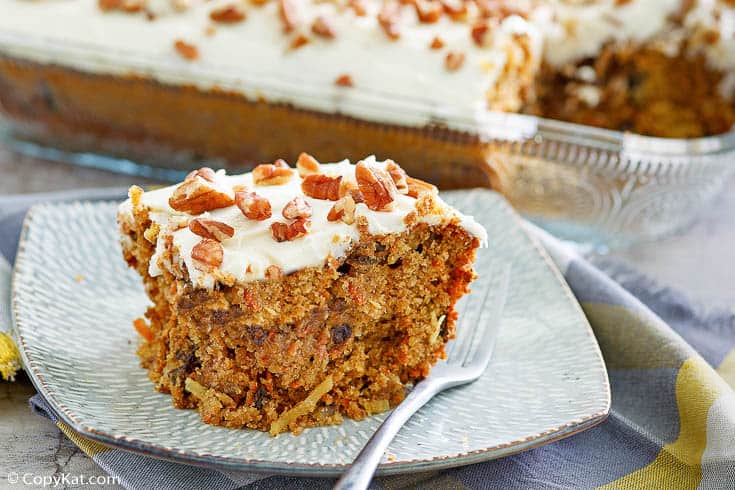 a slice of homemade Cracker Barrel carrot cake