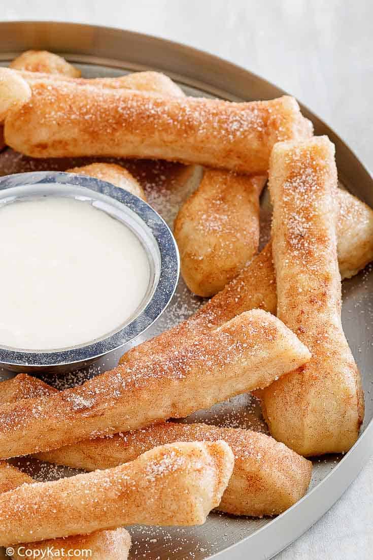 Homemade Dominos Cinnastix and icing dipping sauce