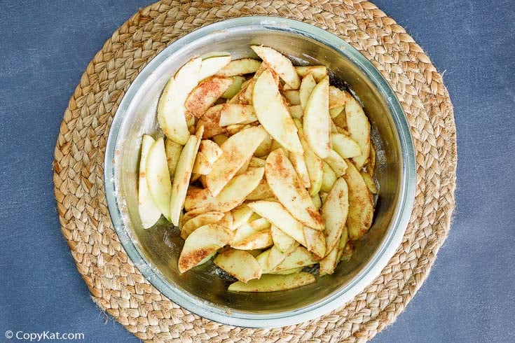 Dutch apple pie filling in a bowl