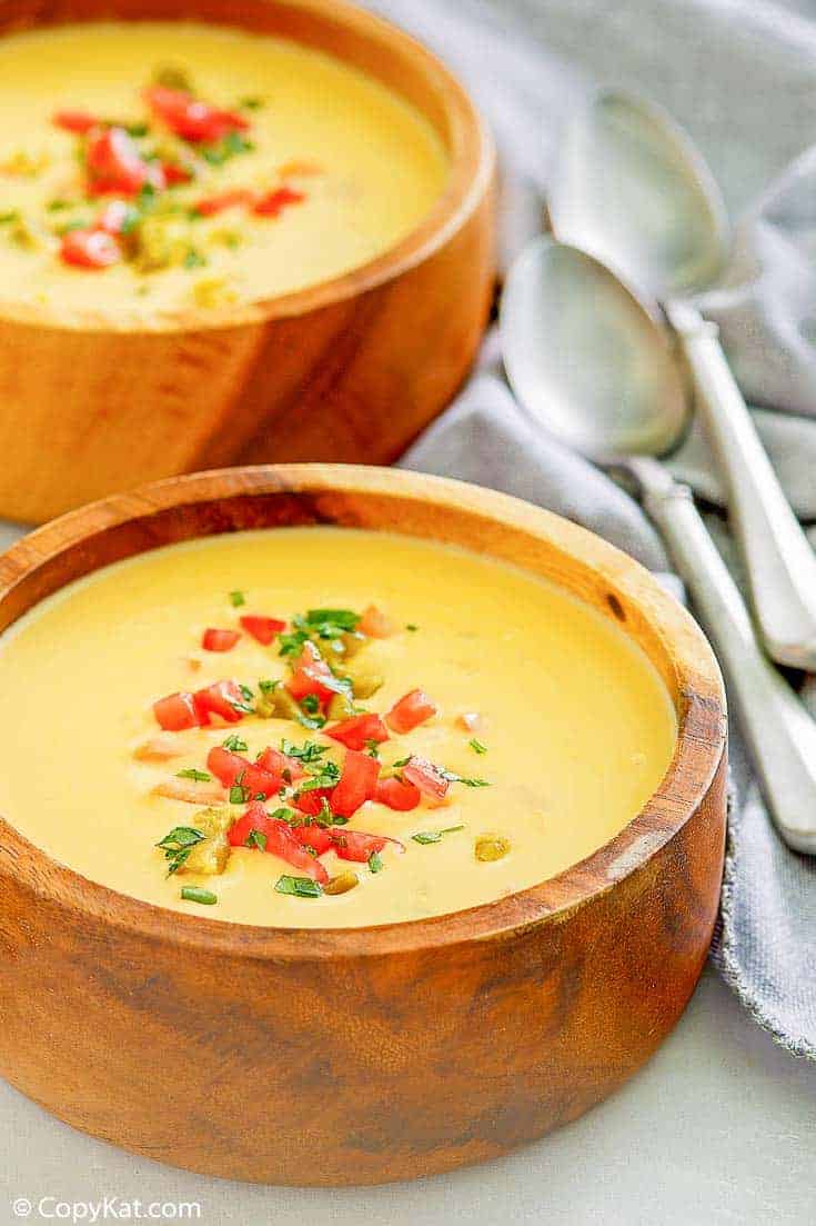 two bowls of Canadian cheese soup