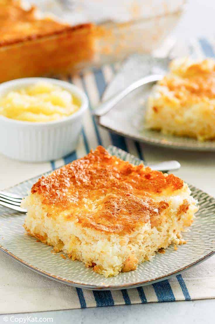 a slice of pineapple angel food cake