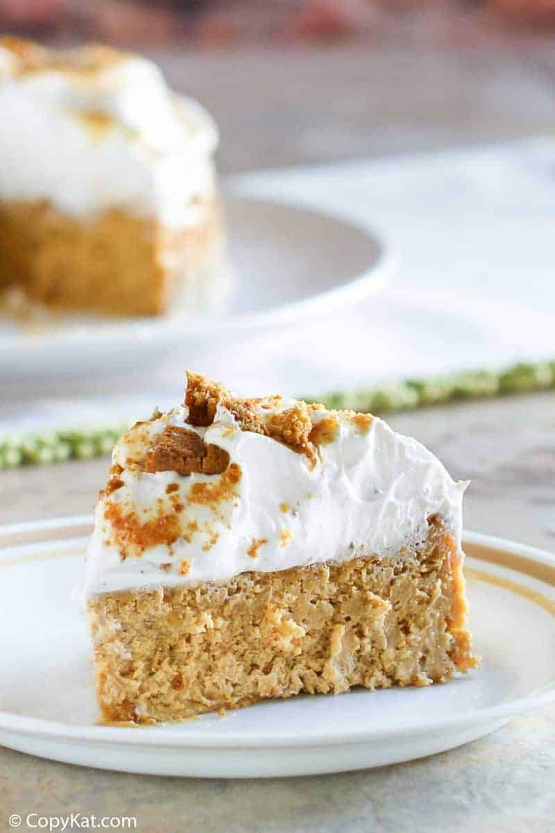 a slice of homemade Olive Garden Pumpkin Cheesecake