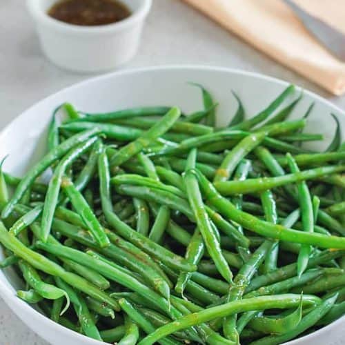 a bowl of homemade Outback green beans