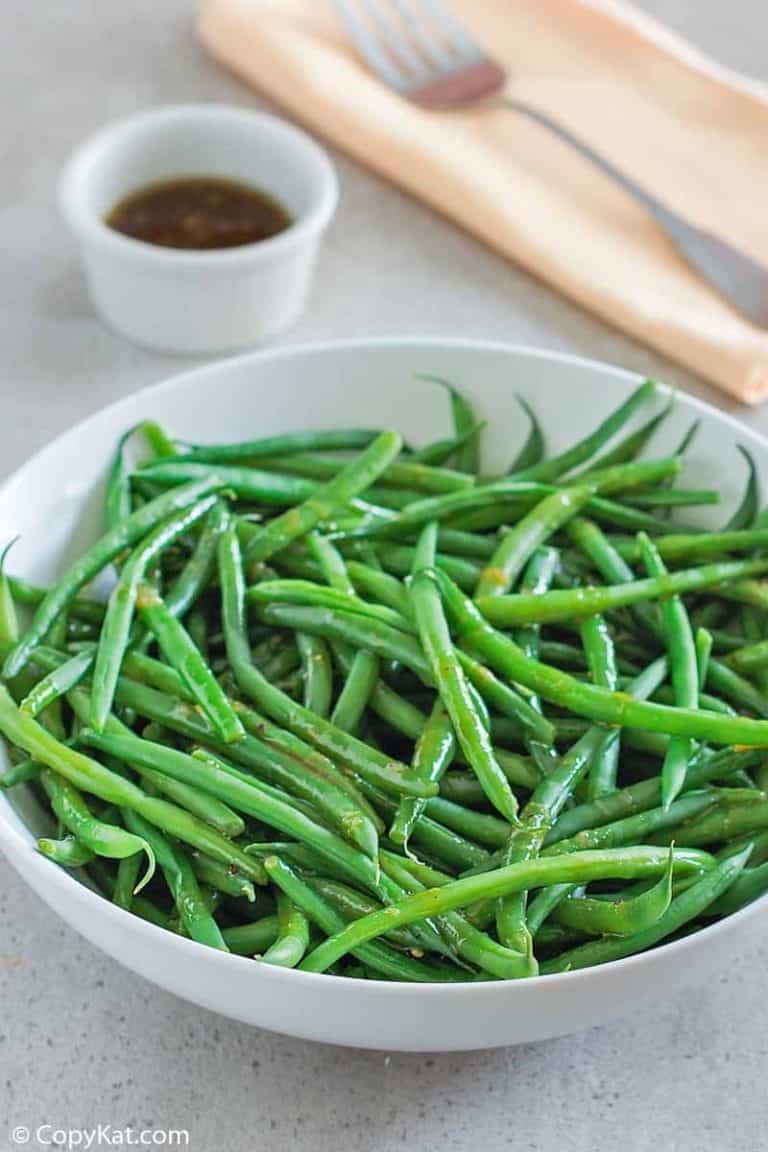 a bowl of homemade Outback green beans