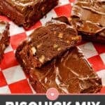 chocolate brownies with homemade frosting and nuts