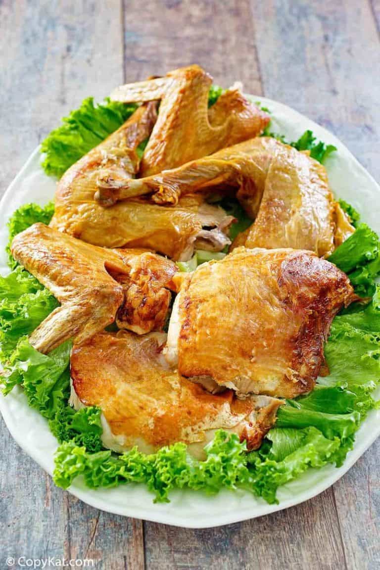 Deep fried turkey on a platter