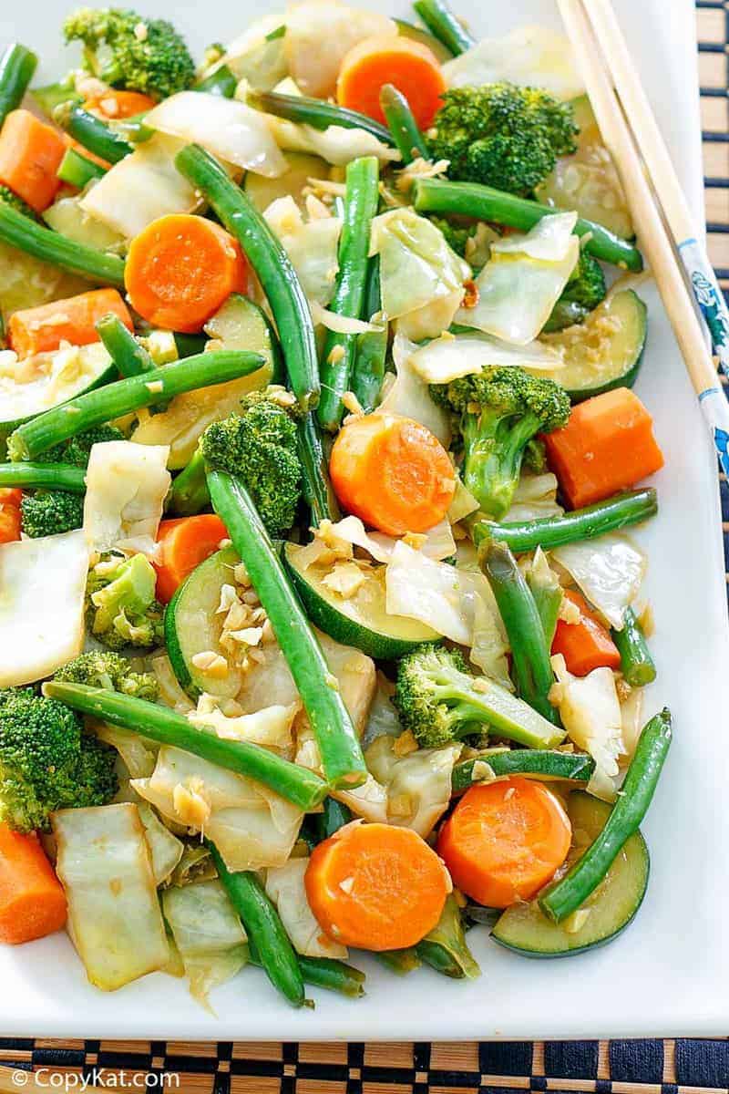 cooked mixed vegetables on a platter