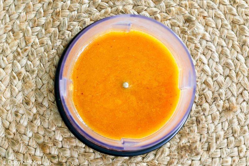 peach puree in a blender bowl