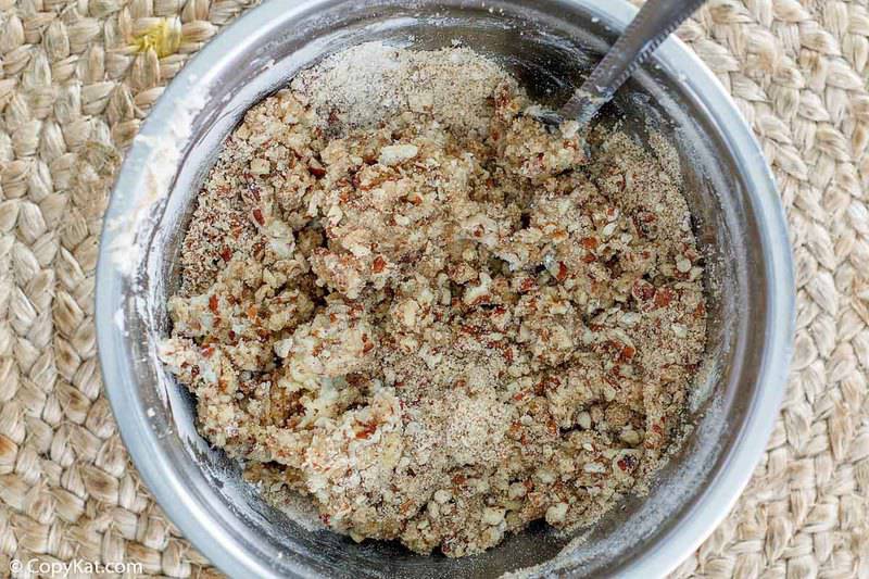 brown sugar pecan topping for sweet potato casserole in a mixing bowl