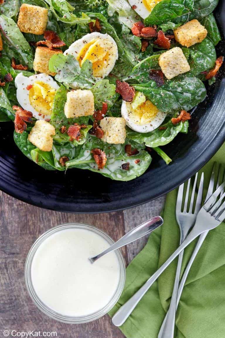 overhead view of homemade Commander's Palace salad and dressing