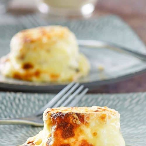 homemade Starbucks egg bites with bacon and gruyere cheese on plates
