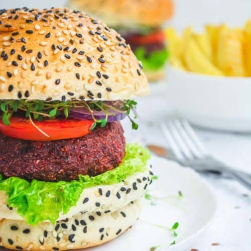 vegan burger on a plate