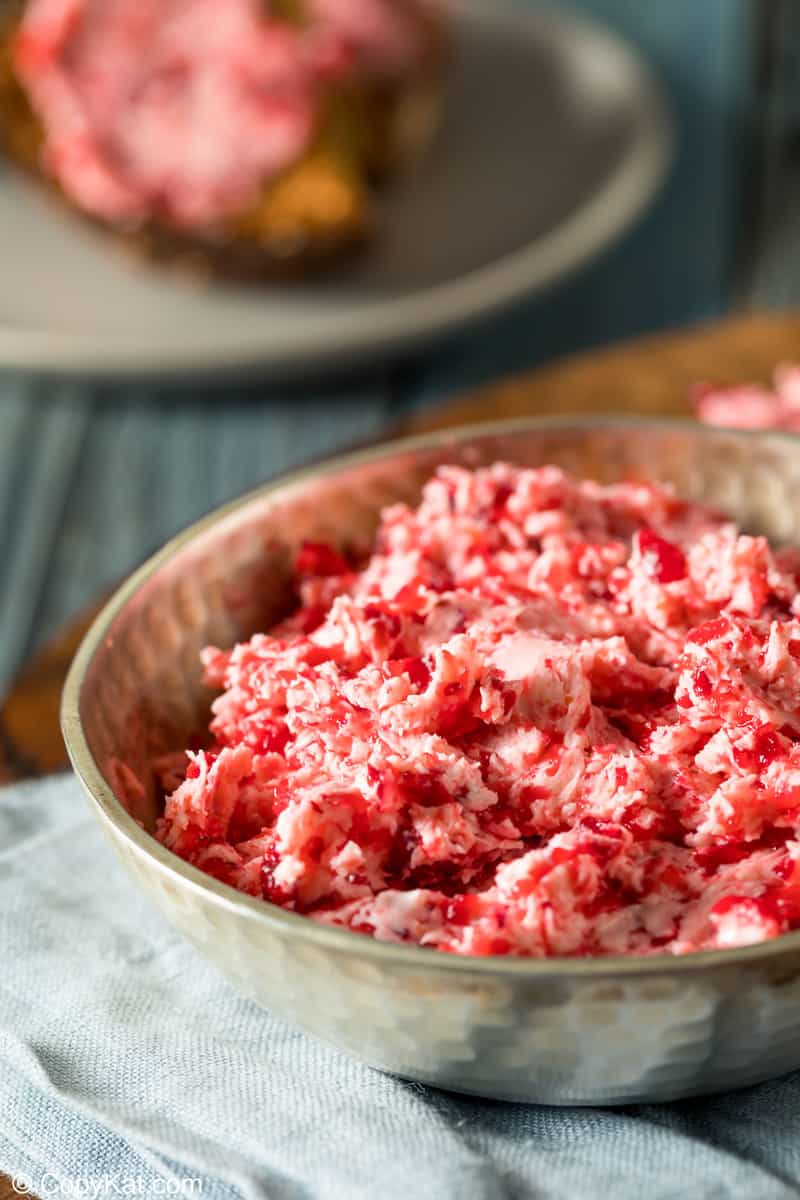 cranberry butter in a small metal bowl