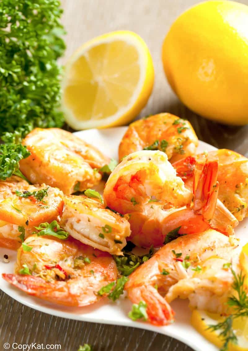 homemade Shrimp Wagon shrimp scampi on a serving dish