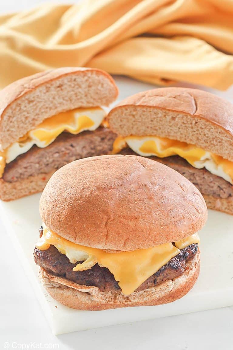 homemade Whataburger breakfast on a bun sandwiches
