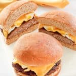 two homemade Whataburger breakfast on a bun sandwiches