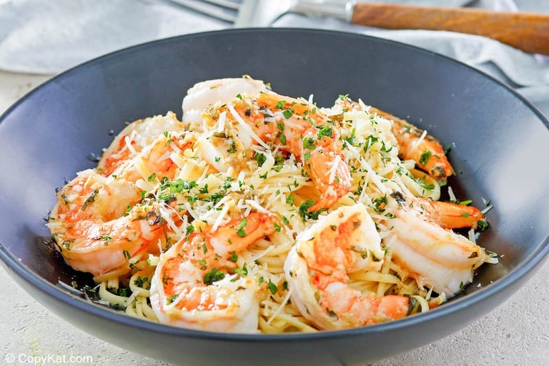 homemade Olive Garden Shrimp Christopher pasta in a bowl