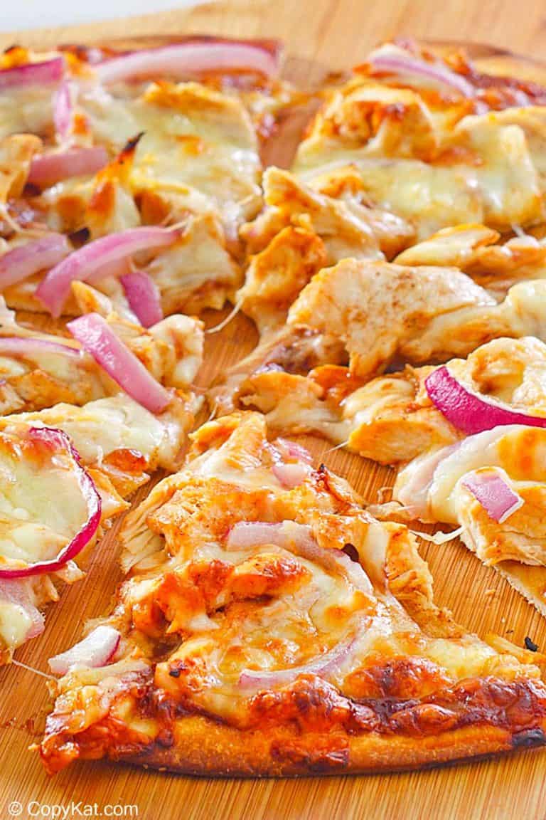 homemade CPK bbq chicken pizza slices