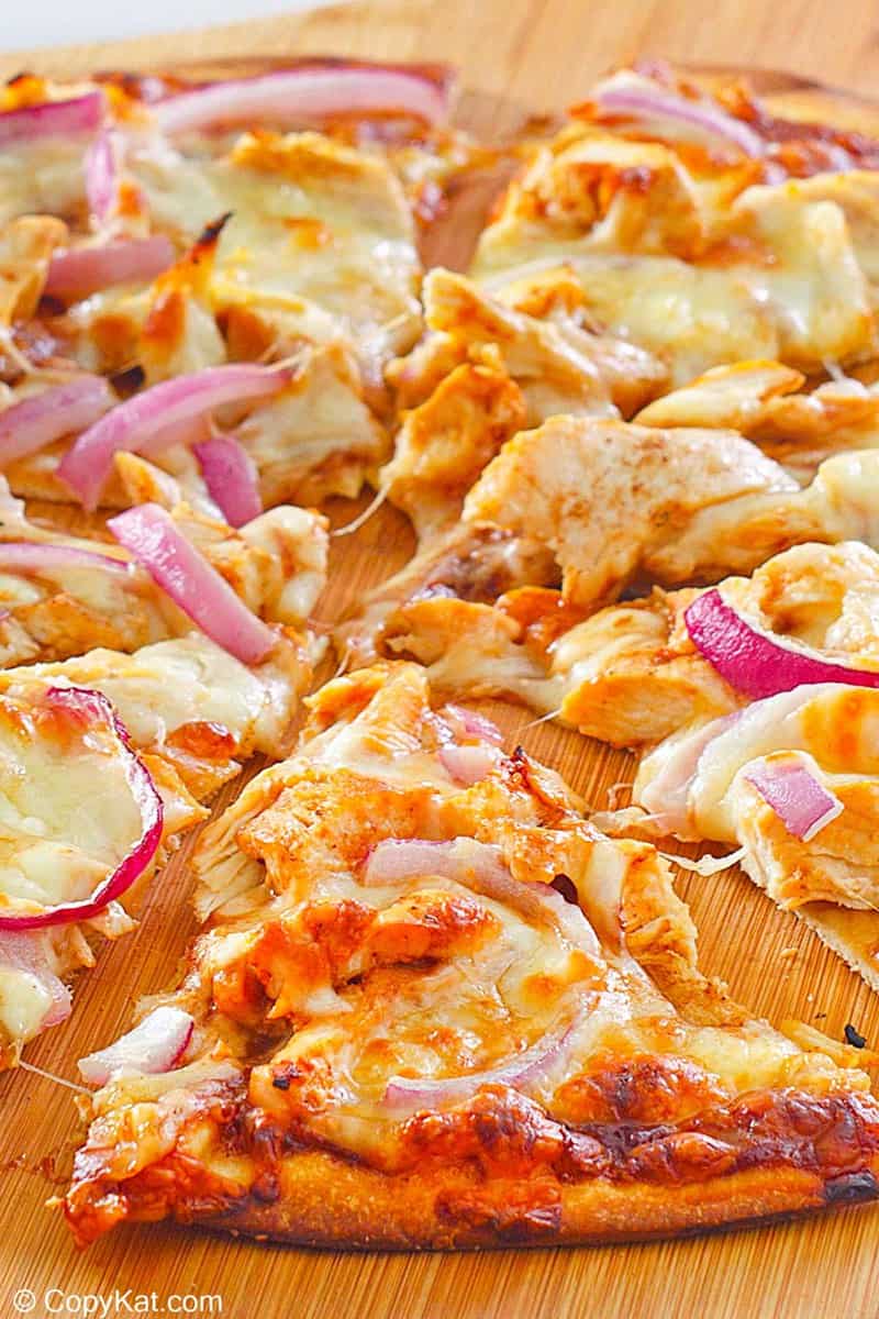 homemade CPK bbq chicken pizza slices