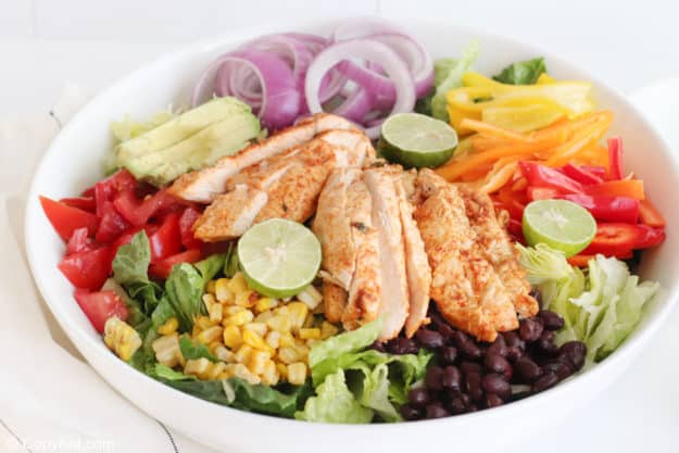Chicken Fajita Salad with Creamy Salsa Verde Dressing