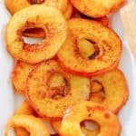fried apples on a white platter