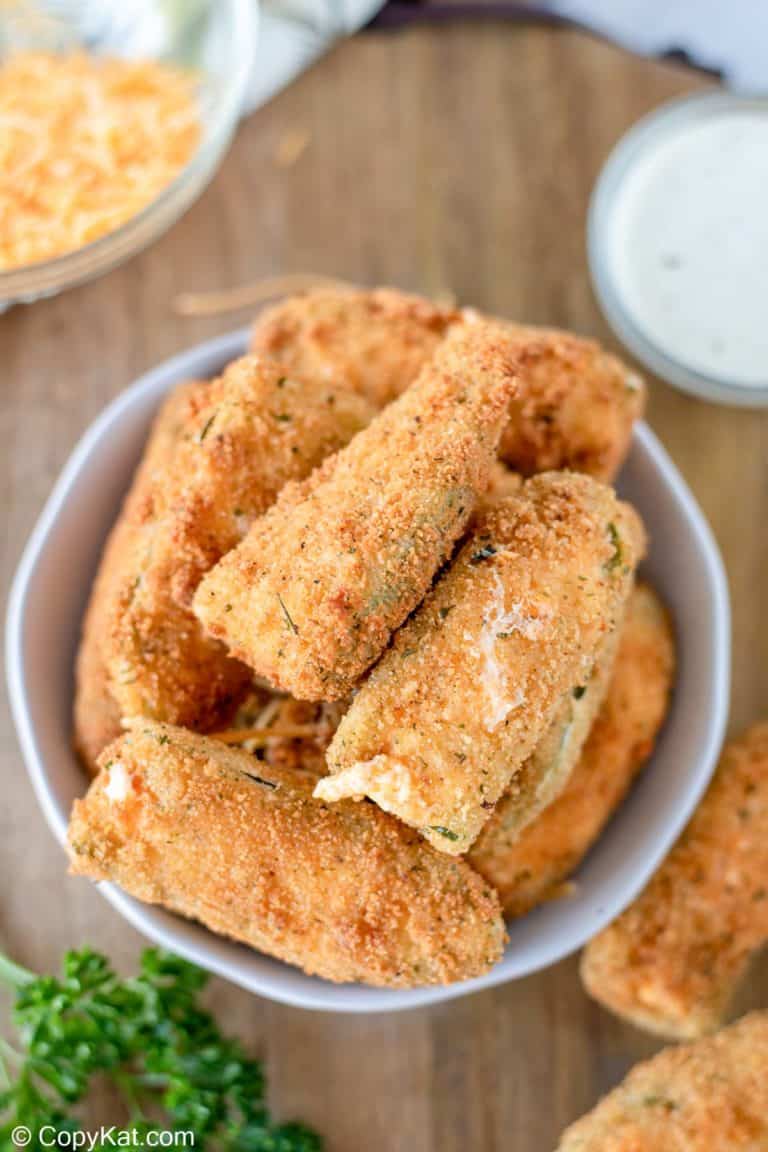 overhead view of a jalapeno poppers in a bowl