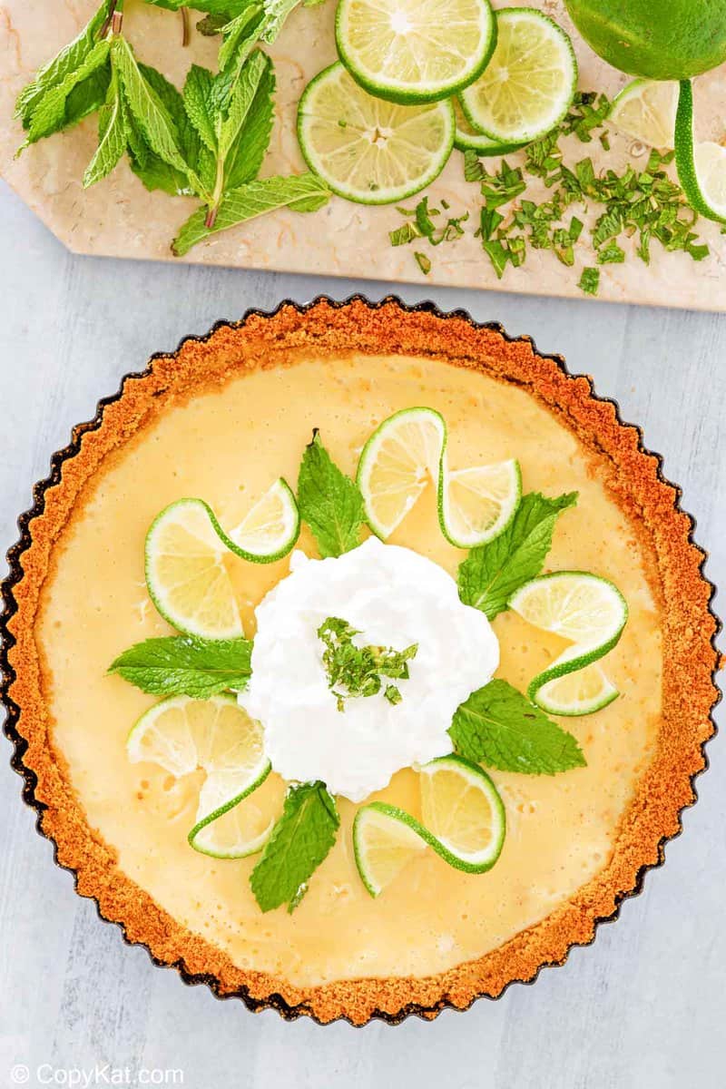 overhead view of homemade Anthony's key lime pie