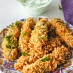 homemade Disney fried pickle spears with ranch dipping sauce